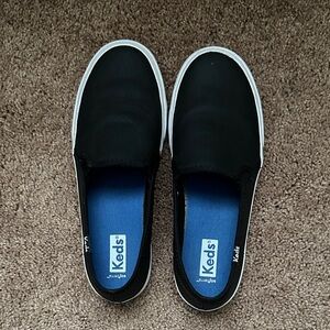 Keds Black Leather Slip-Ons